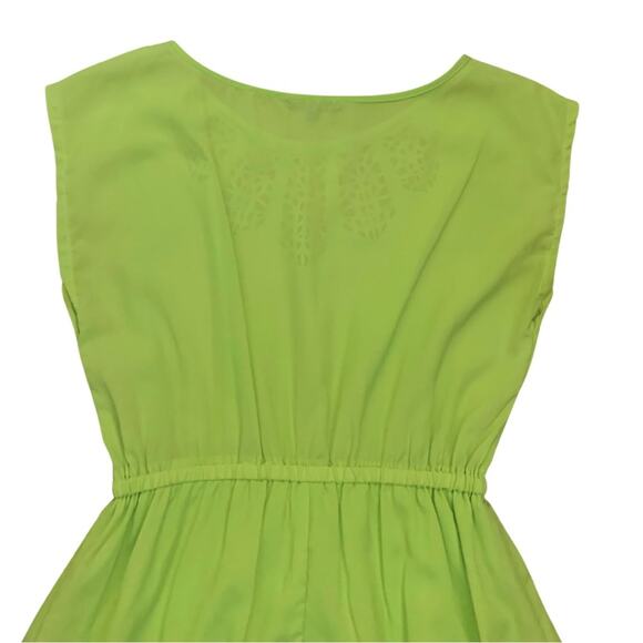 Neon Lime Green Yellow Short Cutout Dress Medium Sleeveless Summer Sundress - Picture 7 of 10